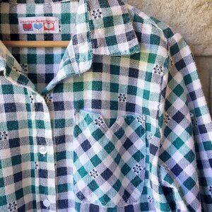 90s Vintage Flannel Floral & Gingham Button Down
